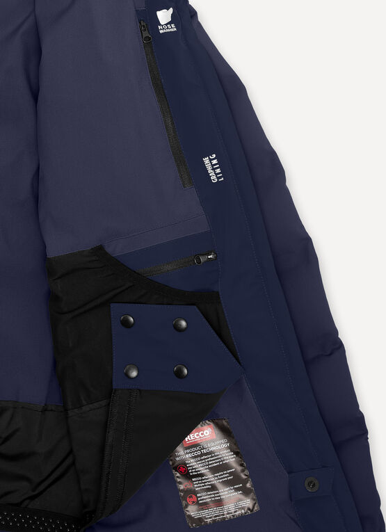 Extra-warm down ski jacket with neck warmer