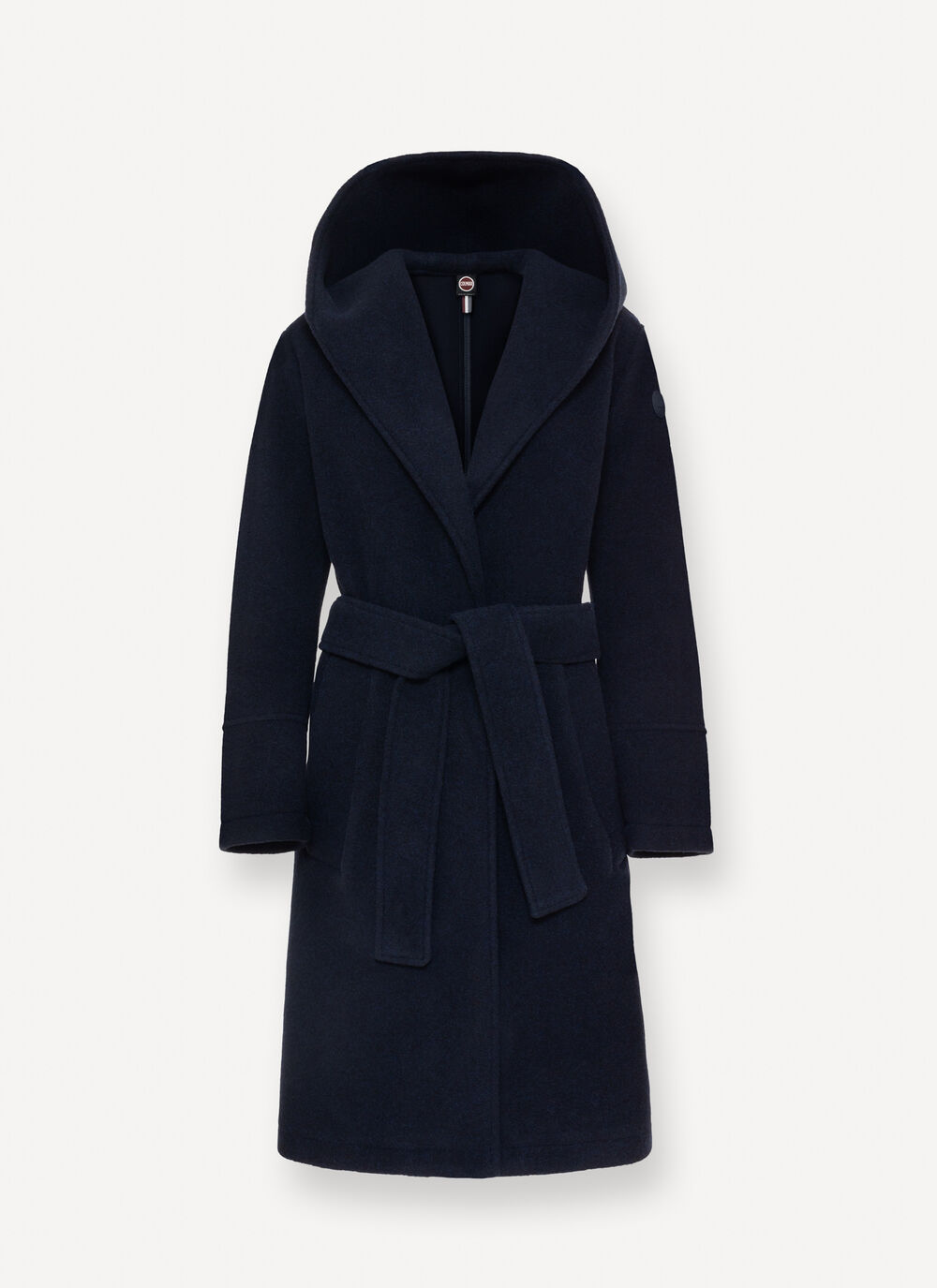Long wool baize coat with belt image number 4
