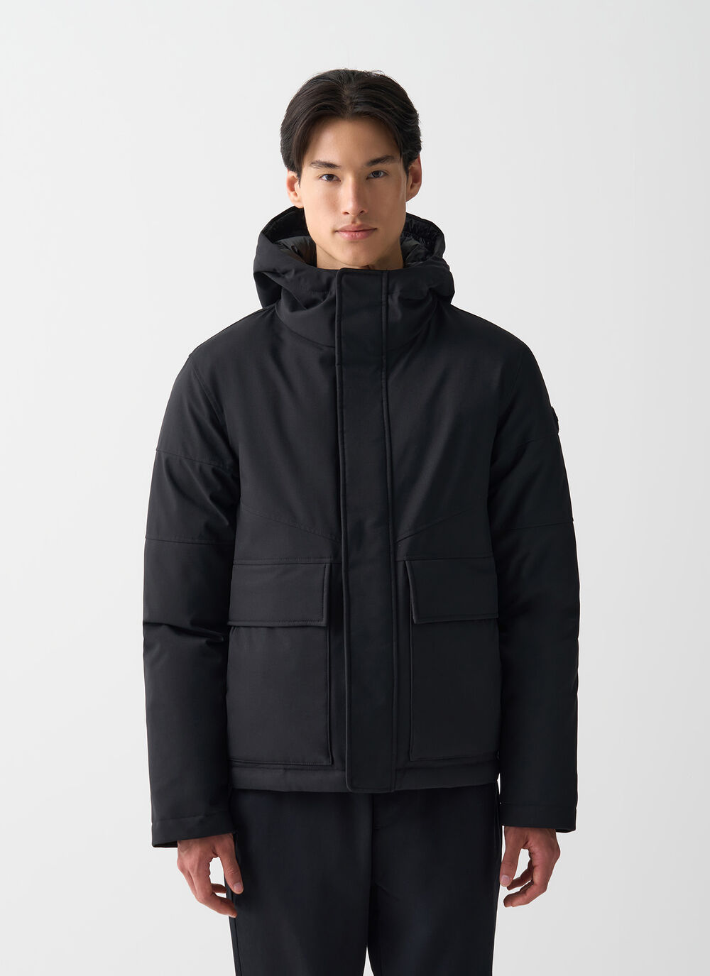 Twill down jacket with patch pockets image number 1