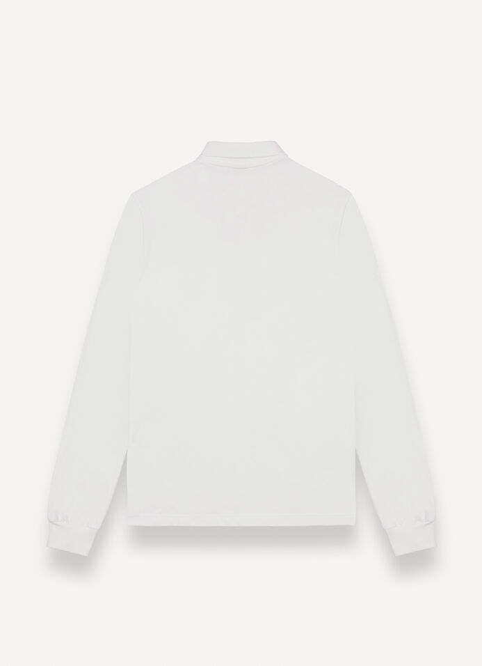 Long-sleeved polo shirt in stretch piqué image number 4