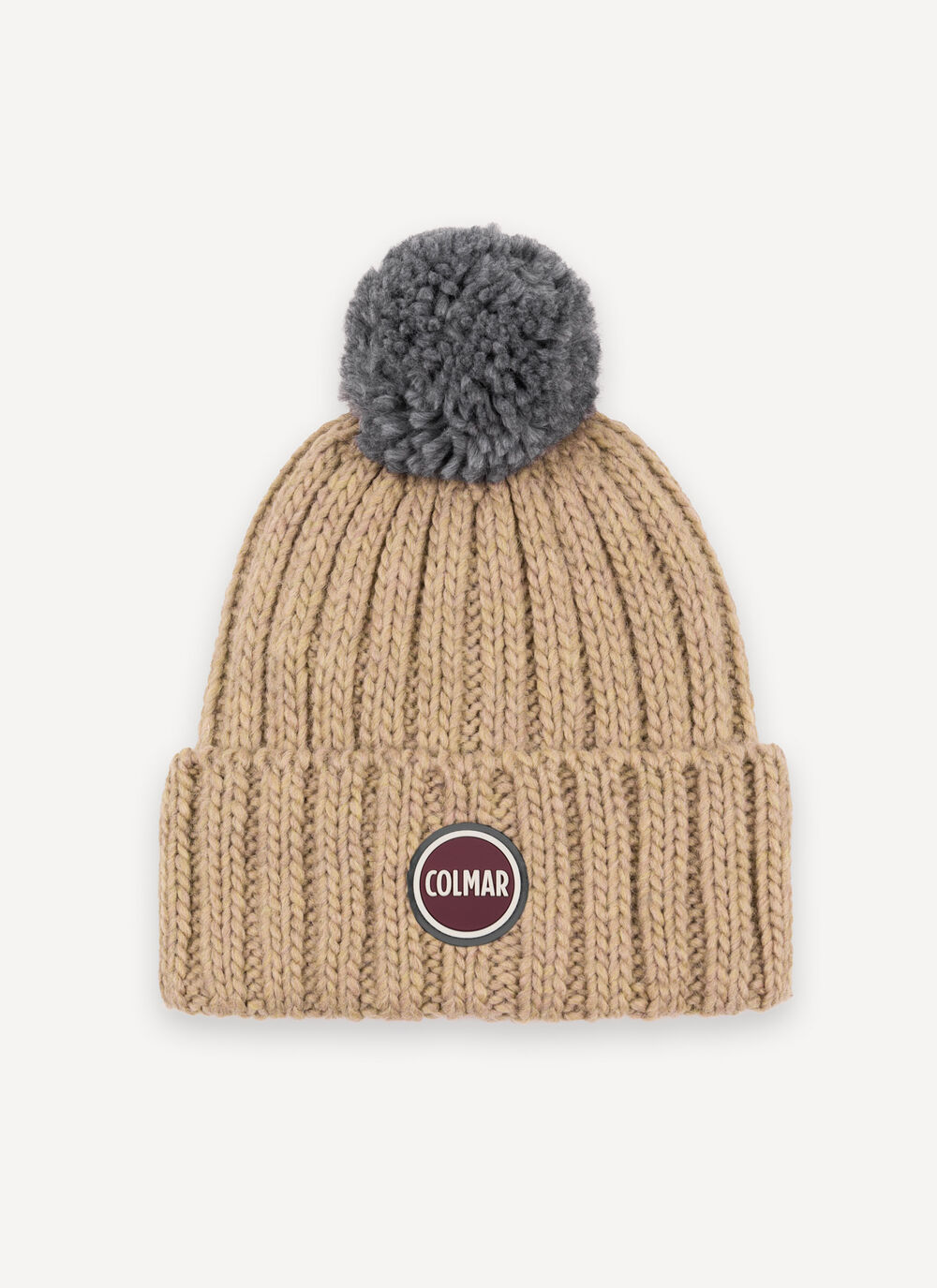 Unisex rib-knit hat with pom-pom image number 2