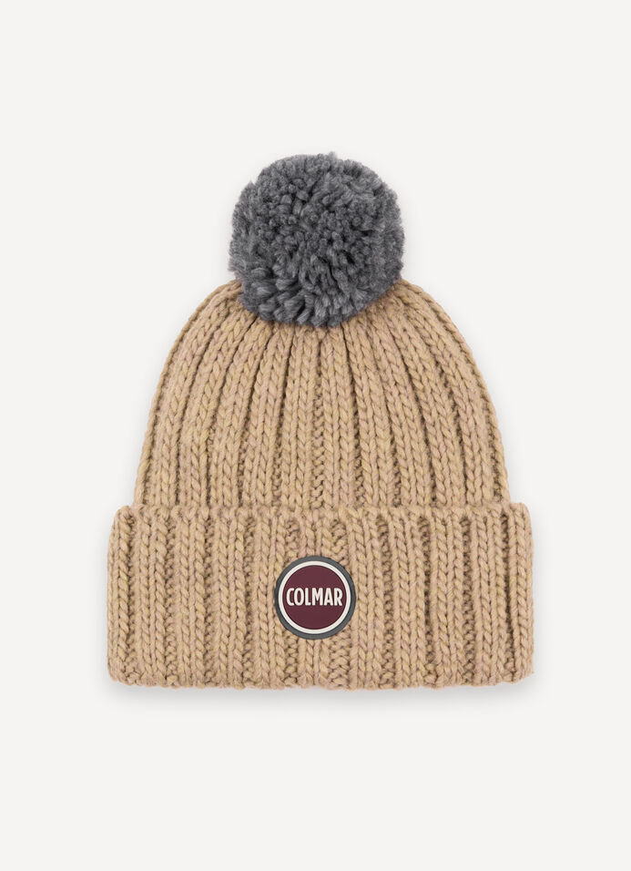Unisex rib-knit hat with pom-pom image number 2