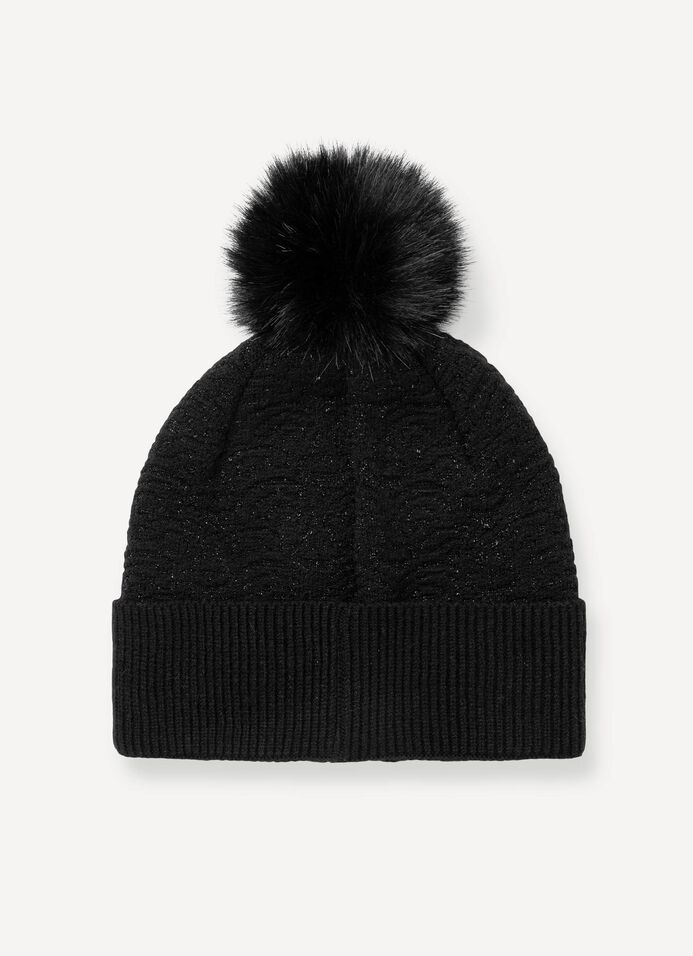 Women's Sparkly cap with pom-pom image number 2