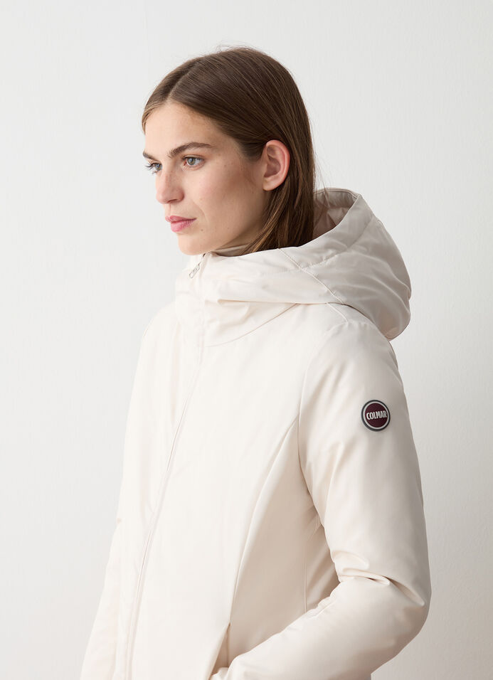 Long down jacket in waterproof fabric image number 2