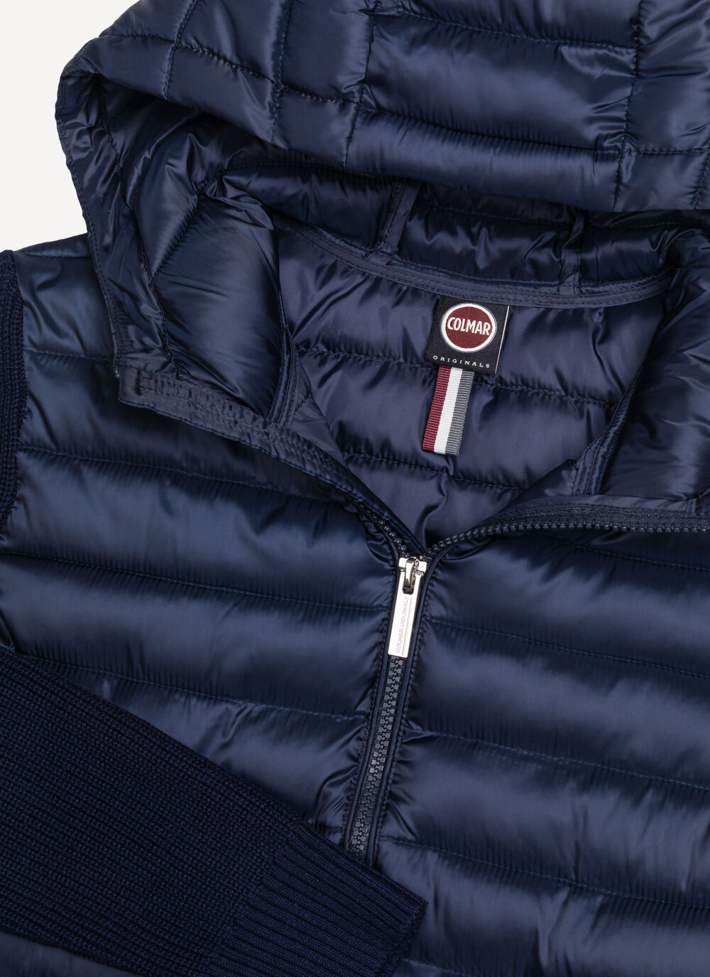 Glossy hybrid jacket with hood
