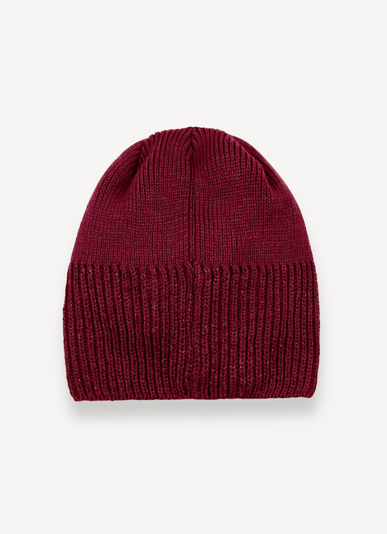 Hat with lurex rib knit