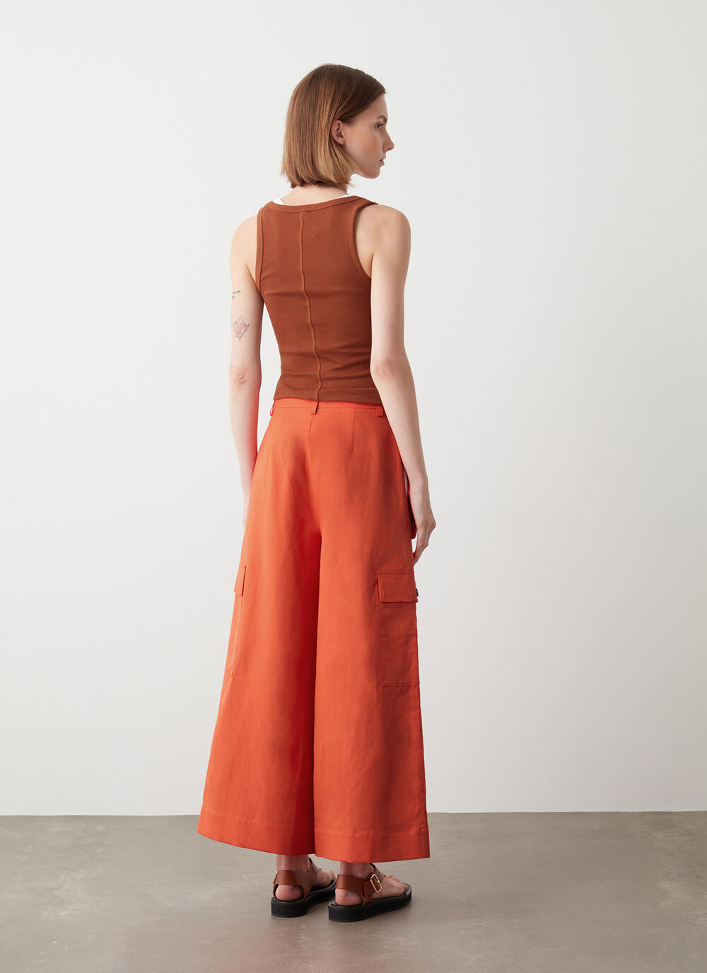 Linen cargo trousers image number 3