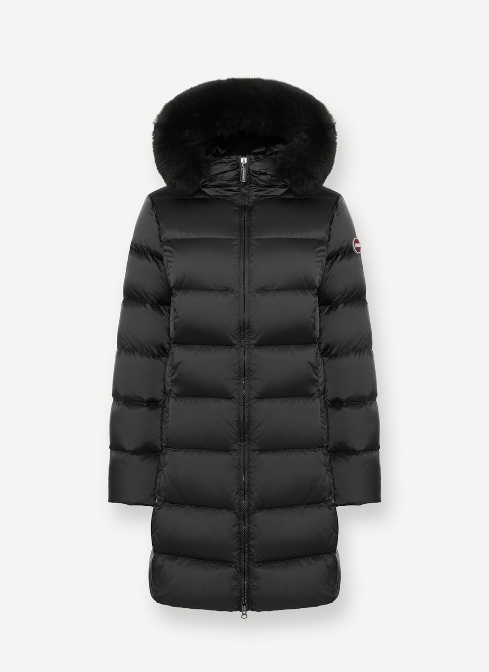 Long down jacket with faux fur image number 4