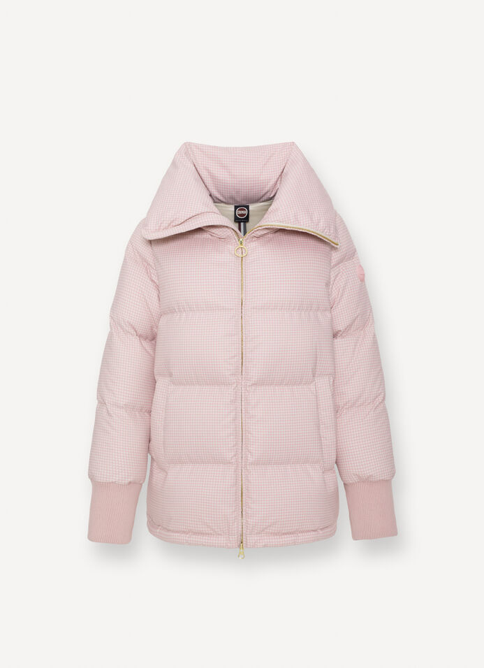 Daunenjacke mit Hahnentrittmuster und Strickbündchen image number 4