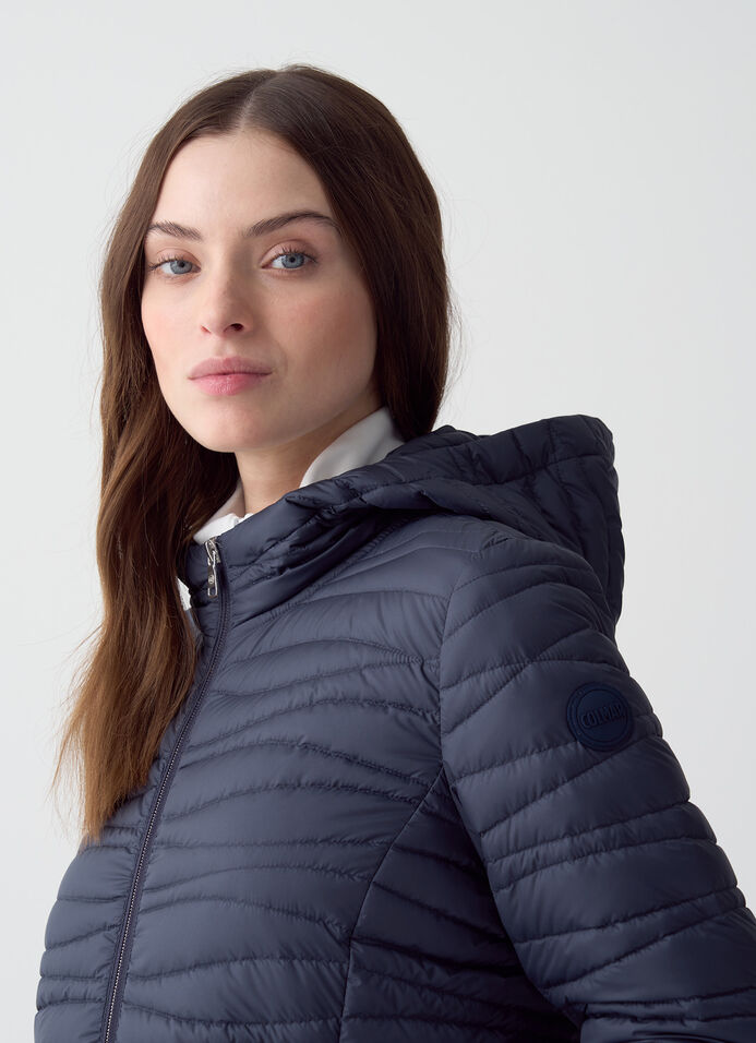 Hooded down jacket with wave quilting image number 3