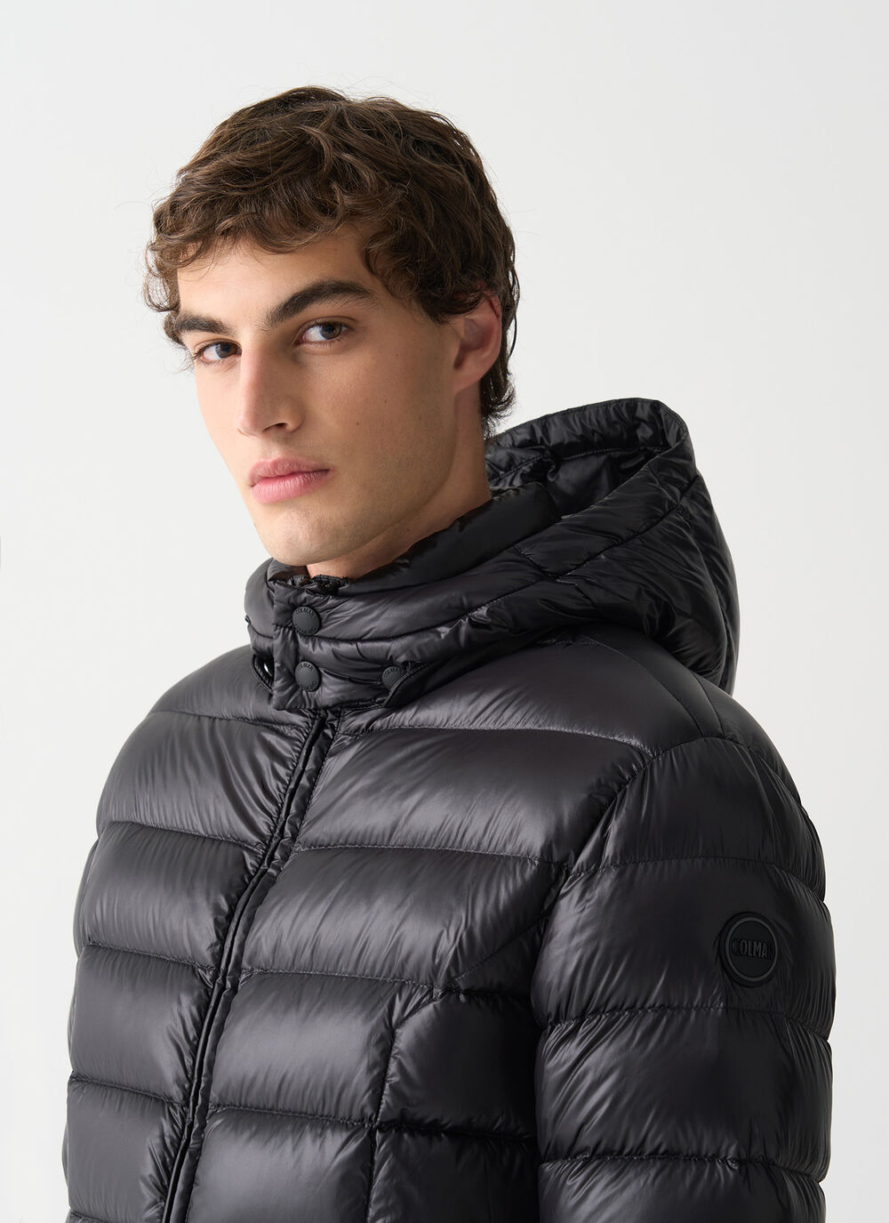 Shiny down jacket with detachable hood image number 2
