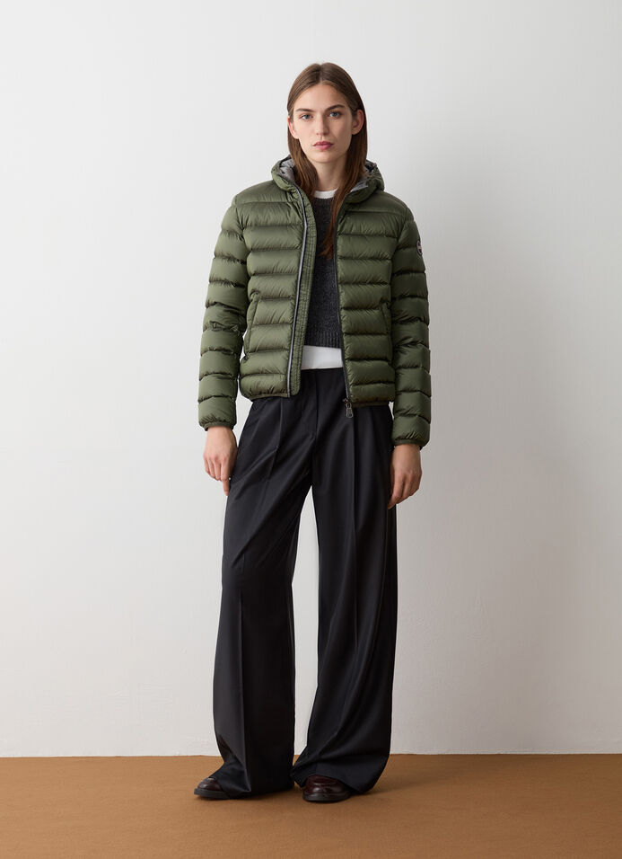 Short down jacket with attached hood image number 1