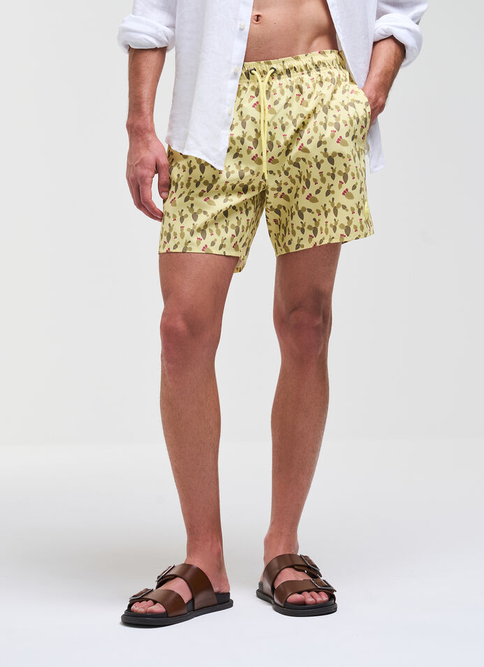 Patterned swimming trunks