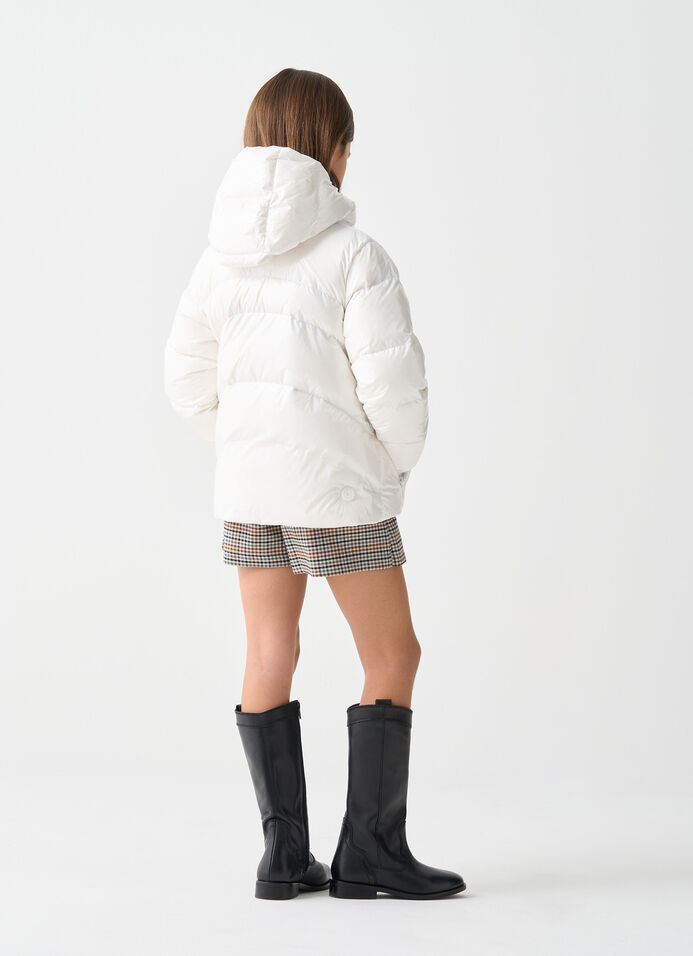 Glossy hooded down jacket image number 3