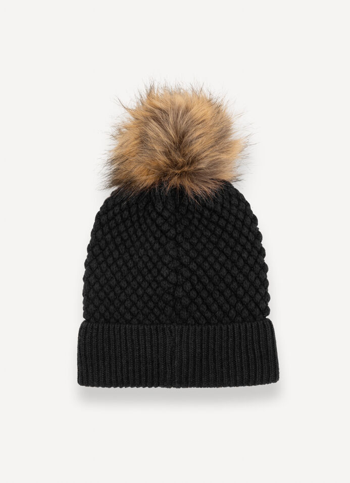 Unisex hat with faux fur pom-pom image number 2
