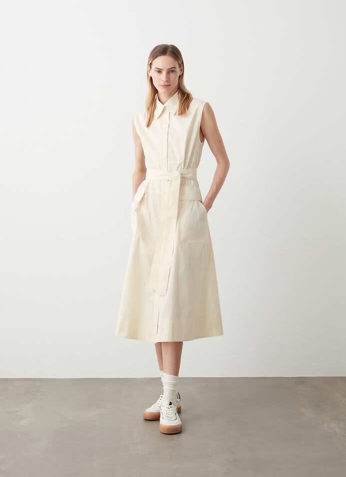 Sleeveless poplin dress image number 0