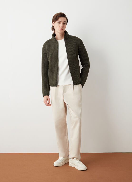 Full zip pullover with high neck