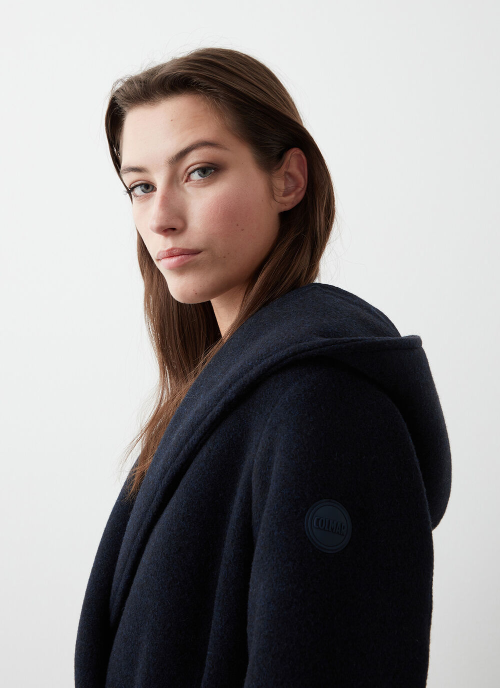 Long wool baize coat with belt image number 2