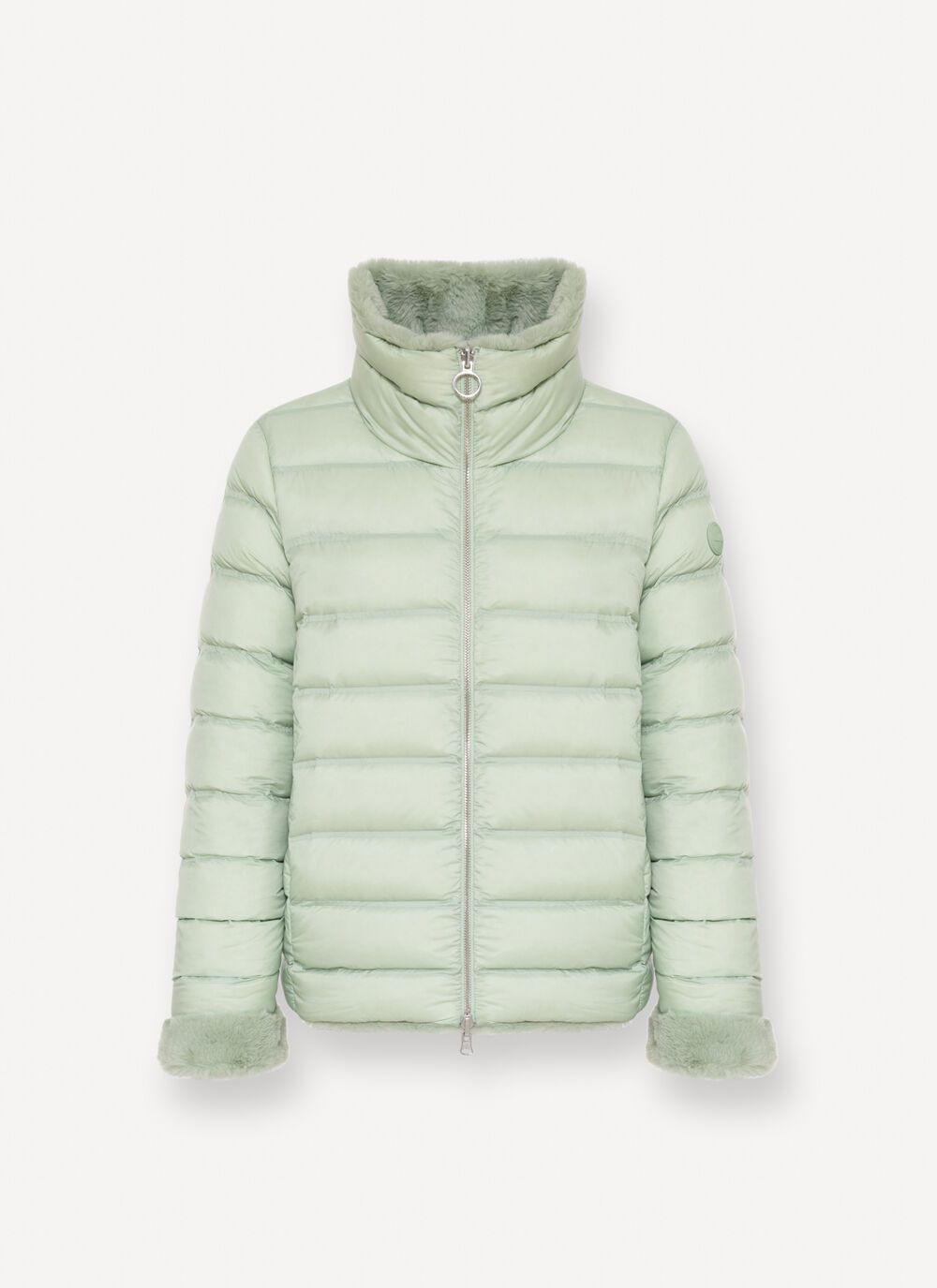 Reversible faux fur down jacket image number 6