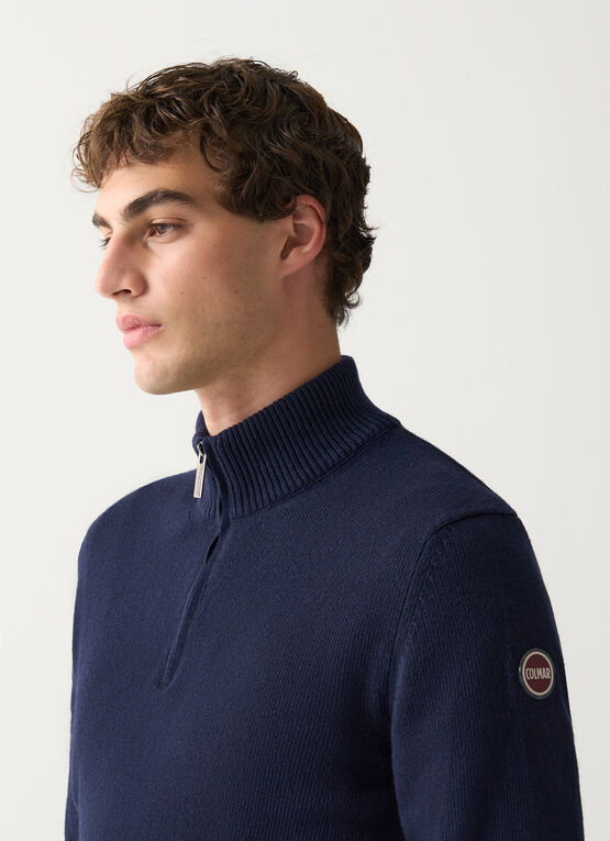 Pullover mit Logo und Halbreißverschluss