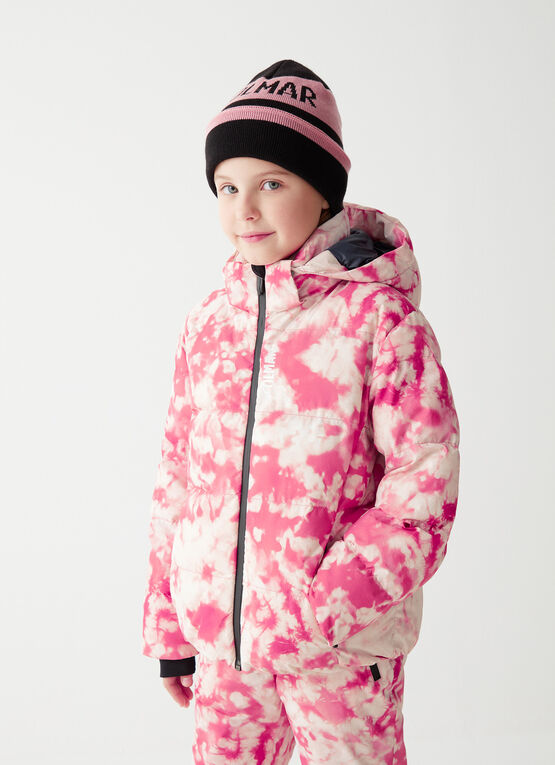 Girls’ puffy tie-dye ski jacket