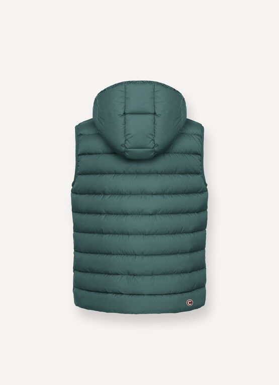 Down vest with detachable hood