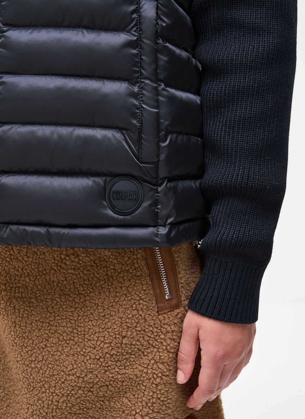 Glossy hybrid jacket with hood