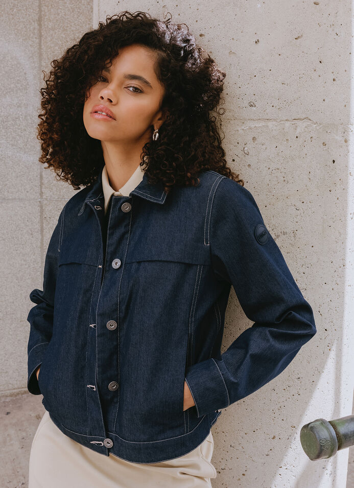 Denim jacket with detachable hood