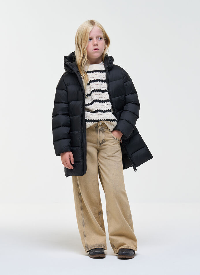 Long down jacket with hood