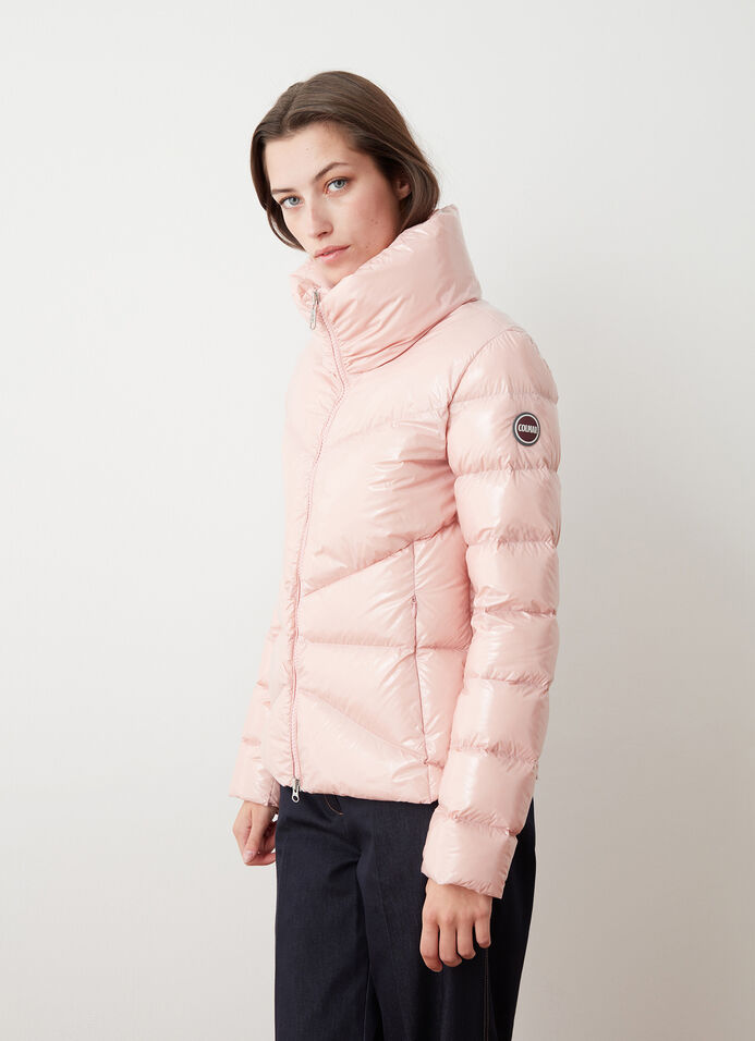 Super-glossy down jacket with padded collar image number 1