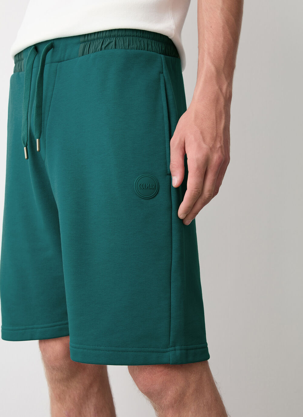 Fleece shorts with nylon details image number 1