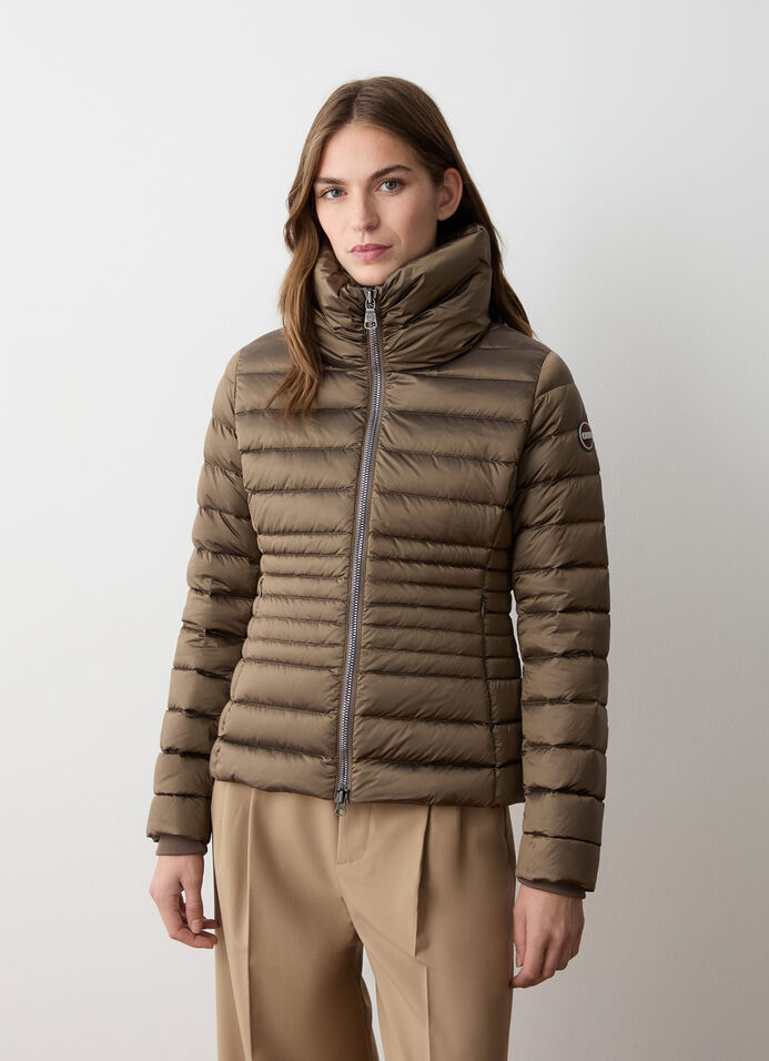Fitted down jacket with knit cuffs image number 1