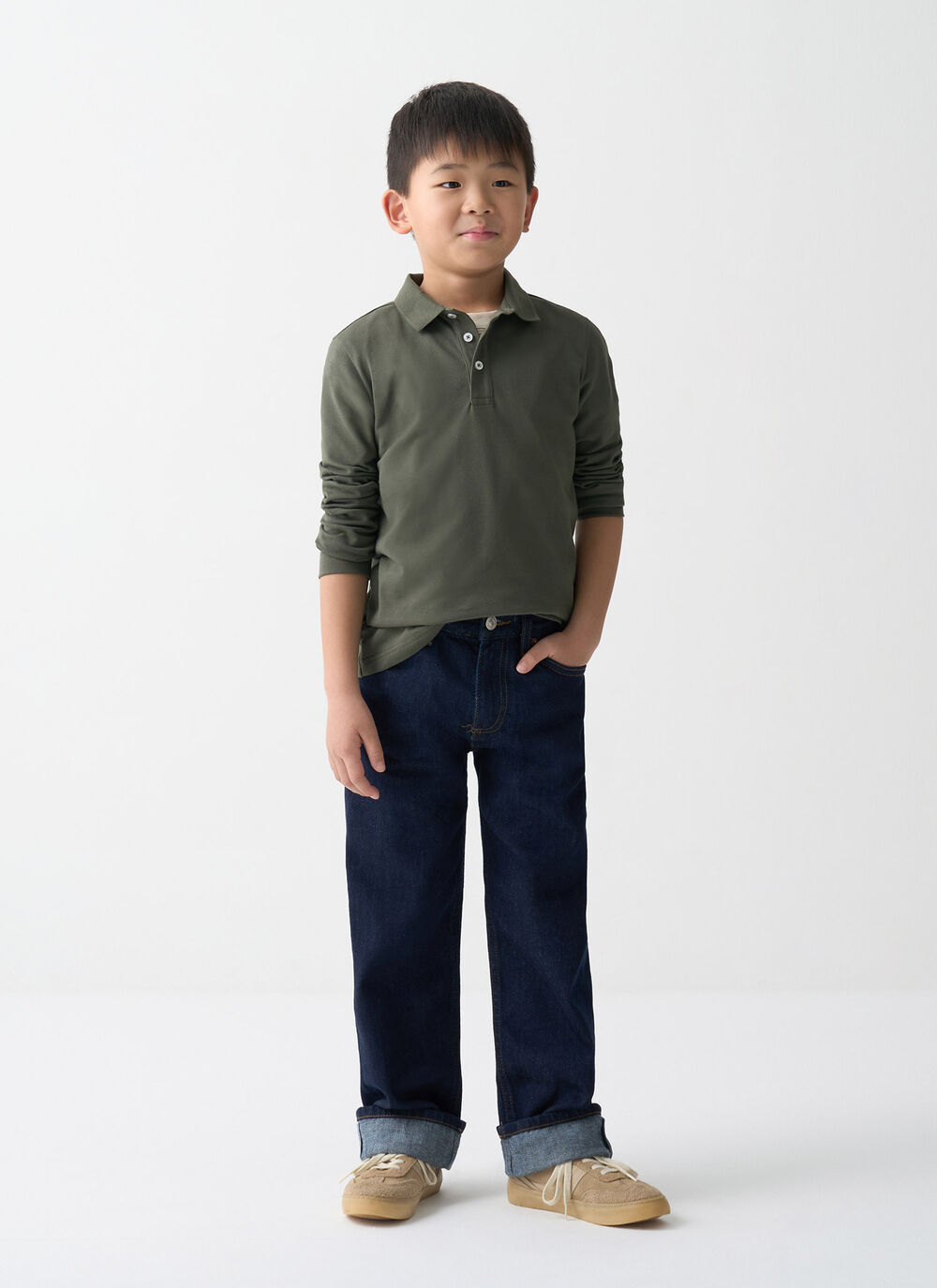 Polo a manica lunga in piqu&eacute; image number 0