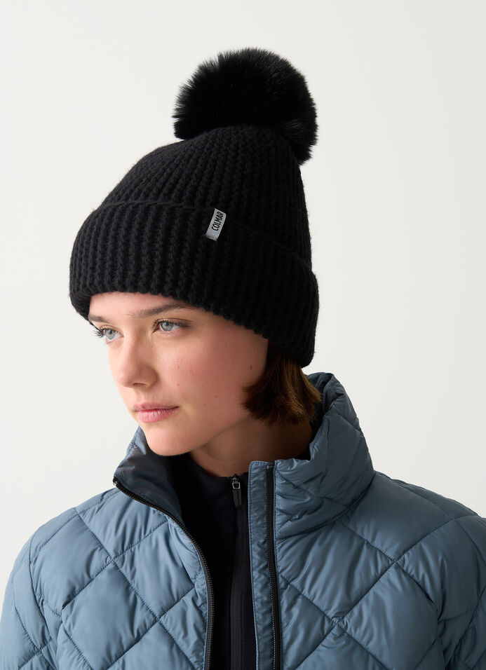 Women's hat with faux fur pom-pom image number 0