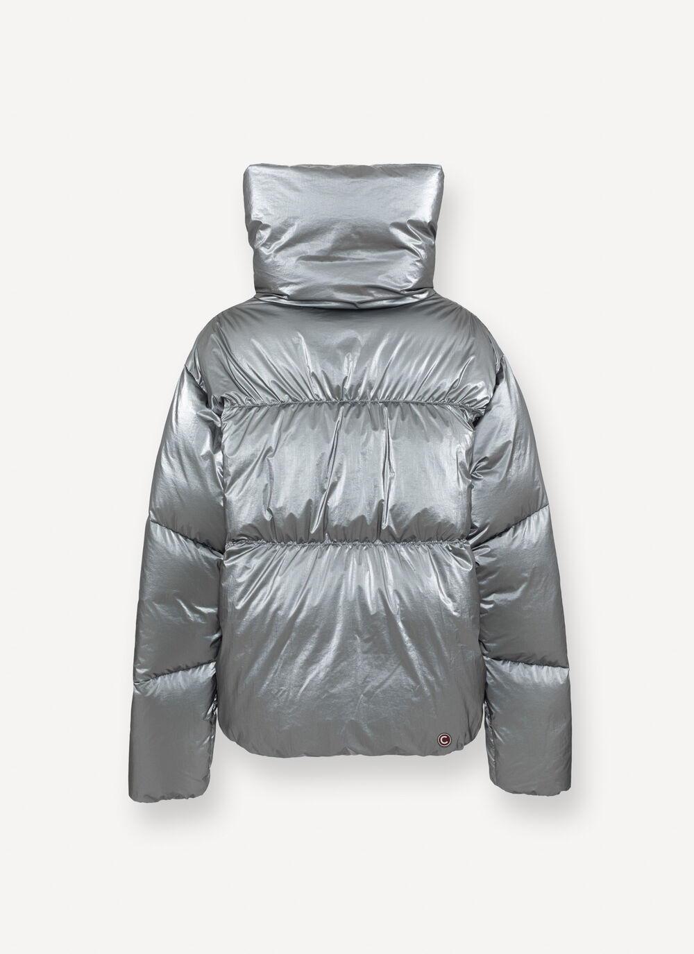 Oversized metallic-effect silver down jacket image number 5