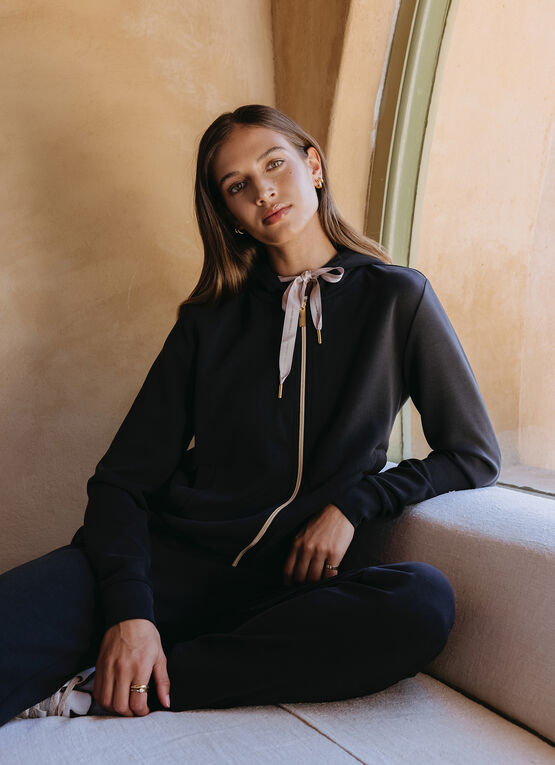 Full-zip cotton/modal sweatshirt