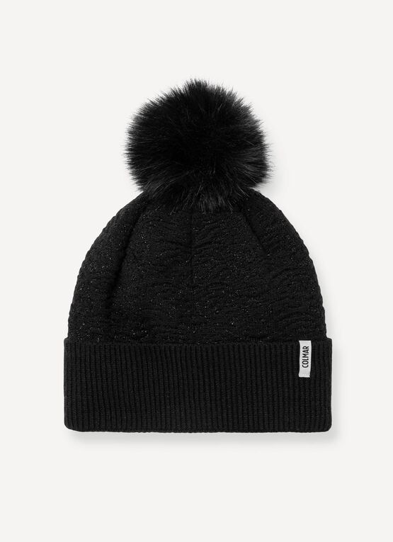 Women's Sparkly cap with pom-pom