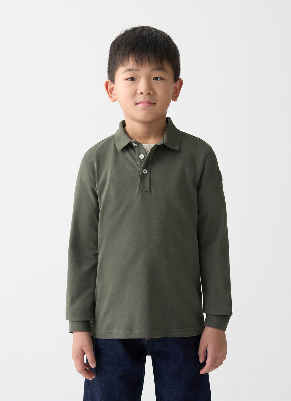 Polo a manica lunga in piqu&eacute; image number 1