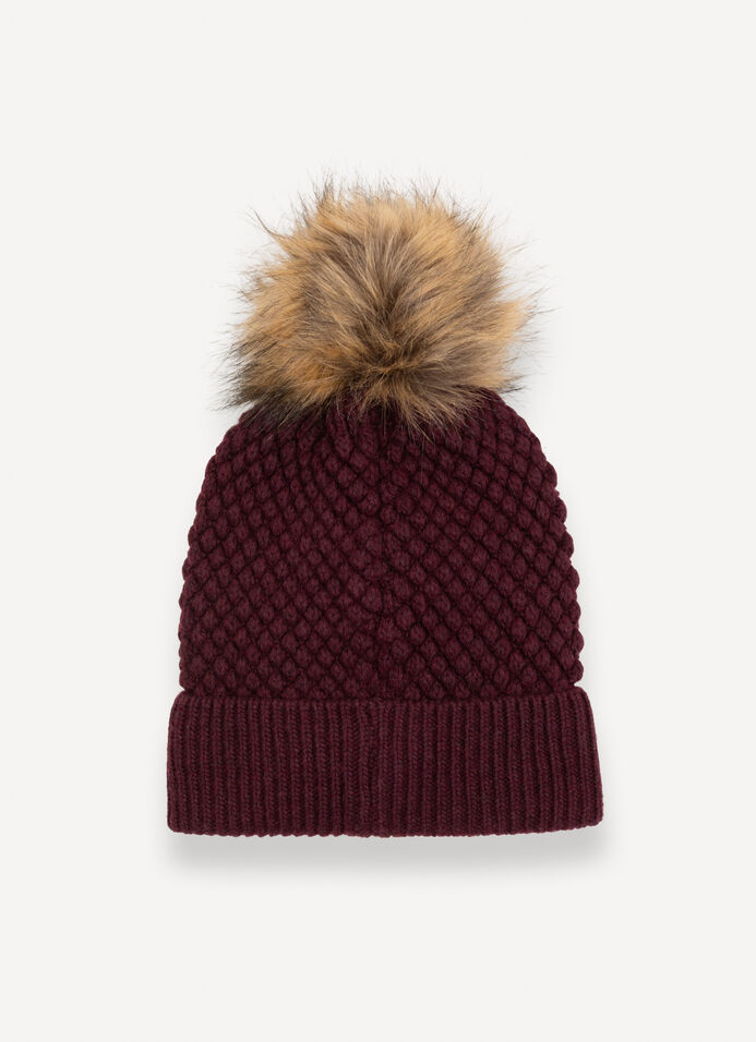Unisex hat with faux fur pom-pom image number 3