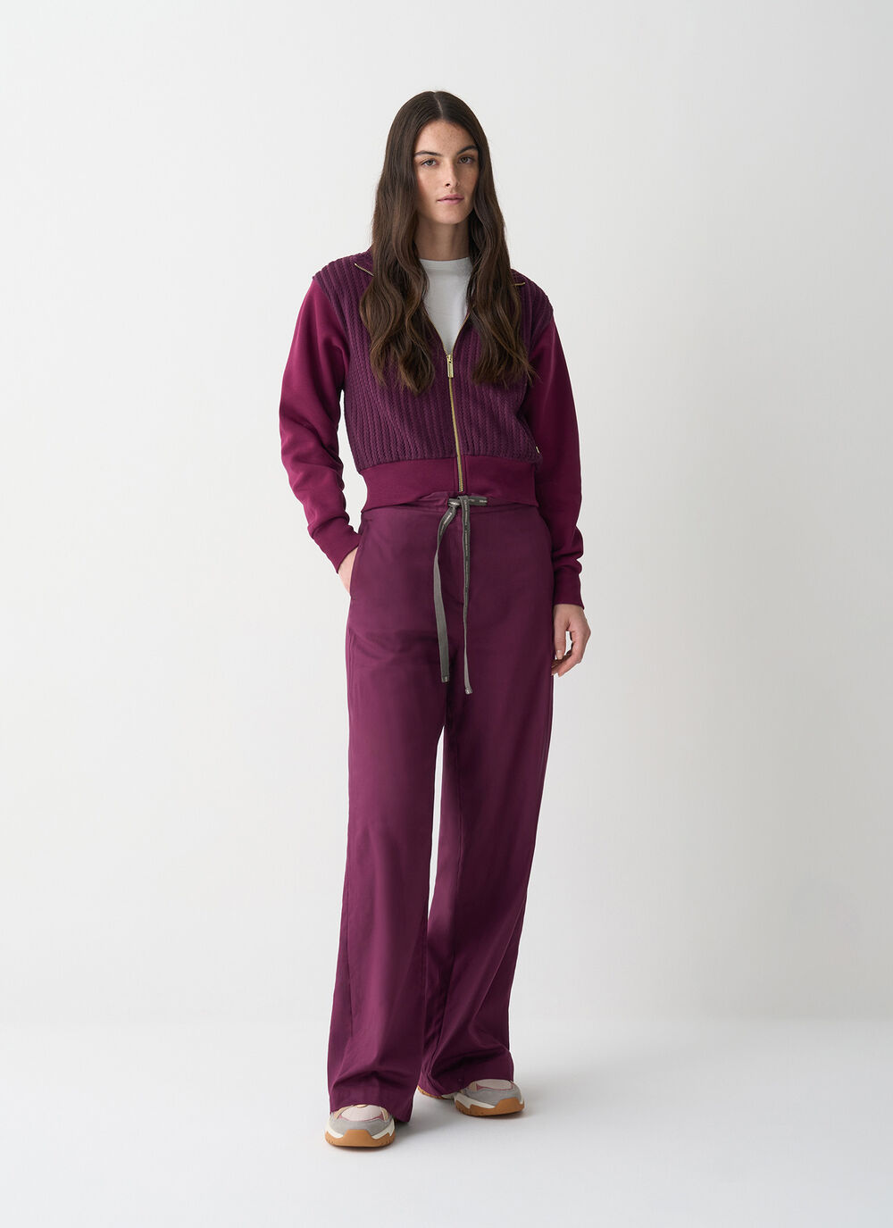 Cable-knit sweatshirt with zip image number 0