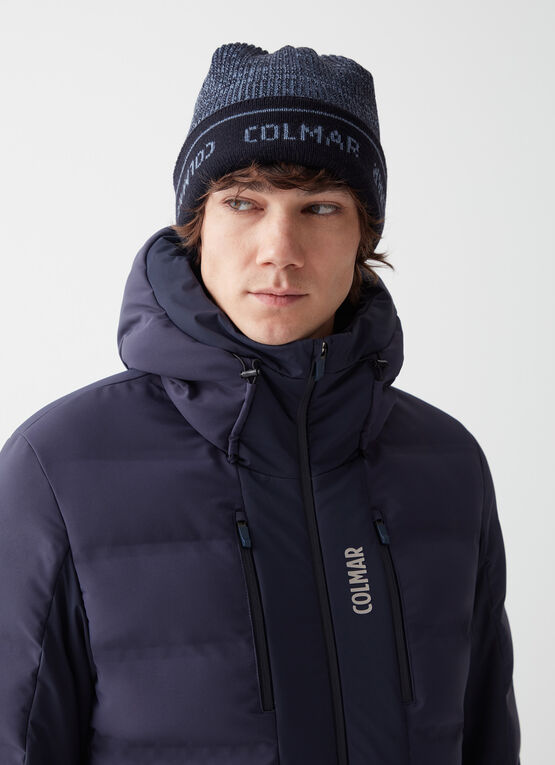 Extra-warm down ski jacket with neck warmer