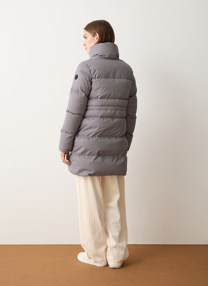 Houndstooth-print down jacket with high collar image number 3