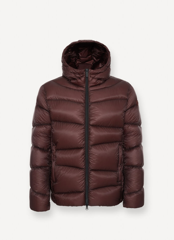 Hooded down jacket with wavy quilting image number 4