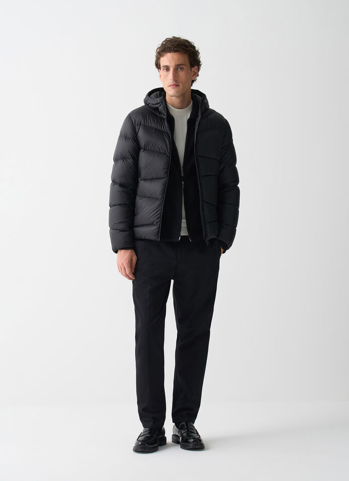 Hooded down jacket with wavy quilting image number 0