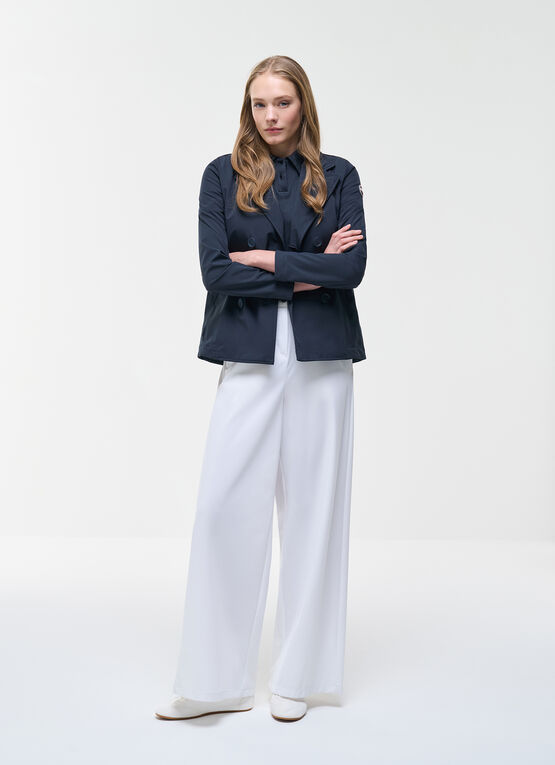 Short waterproof trench coat