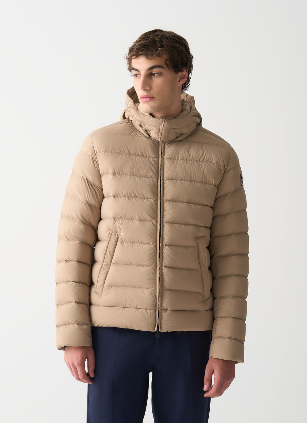 Down jacket with detachable hood image number 1