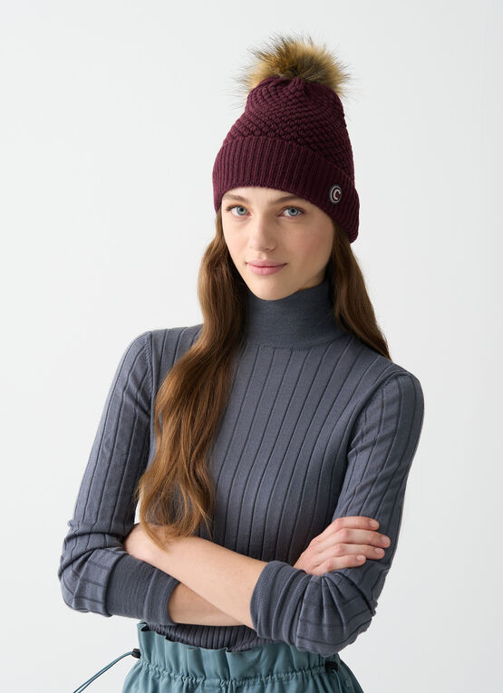 Unisex-Mütze mit Pelzbommel