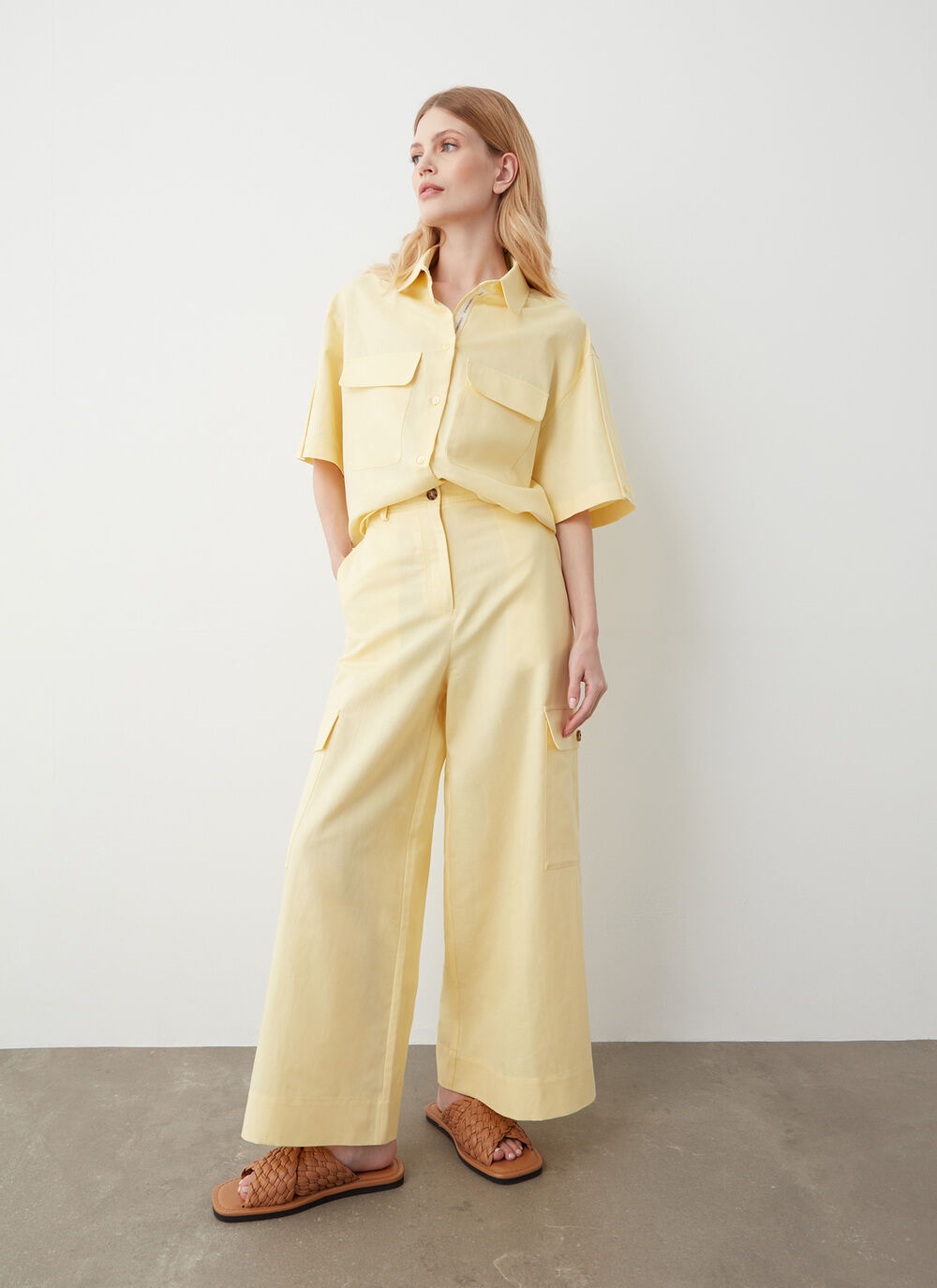 Linen cargo trousers image number 1