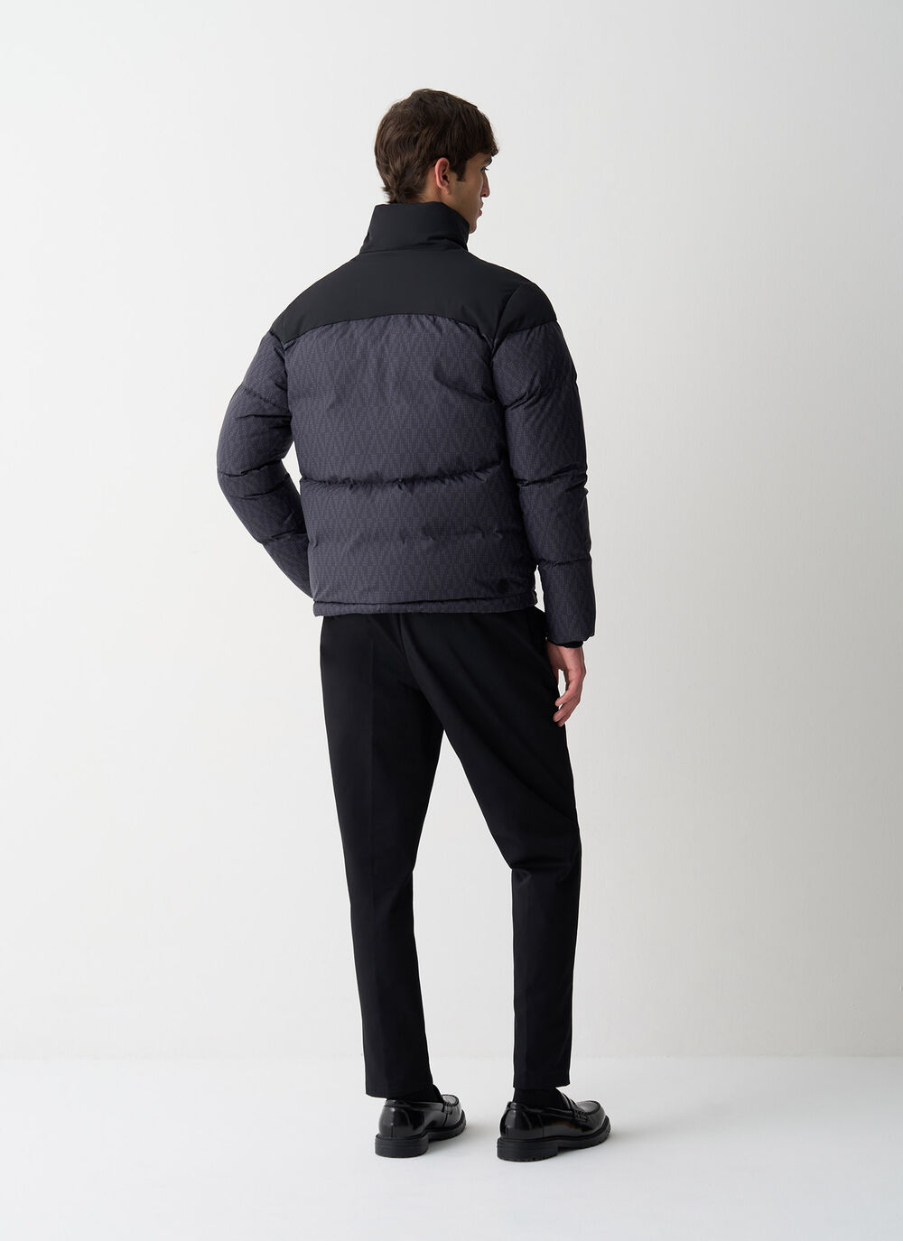 Down jacket with geometric print image number 3