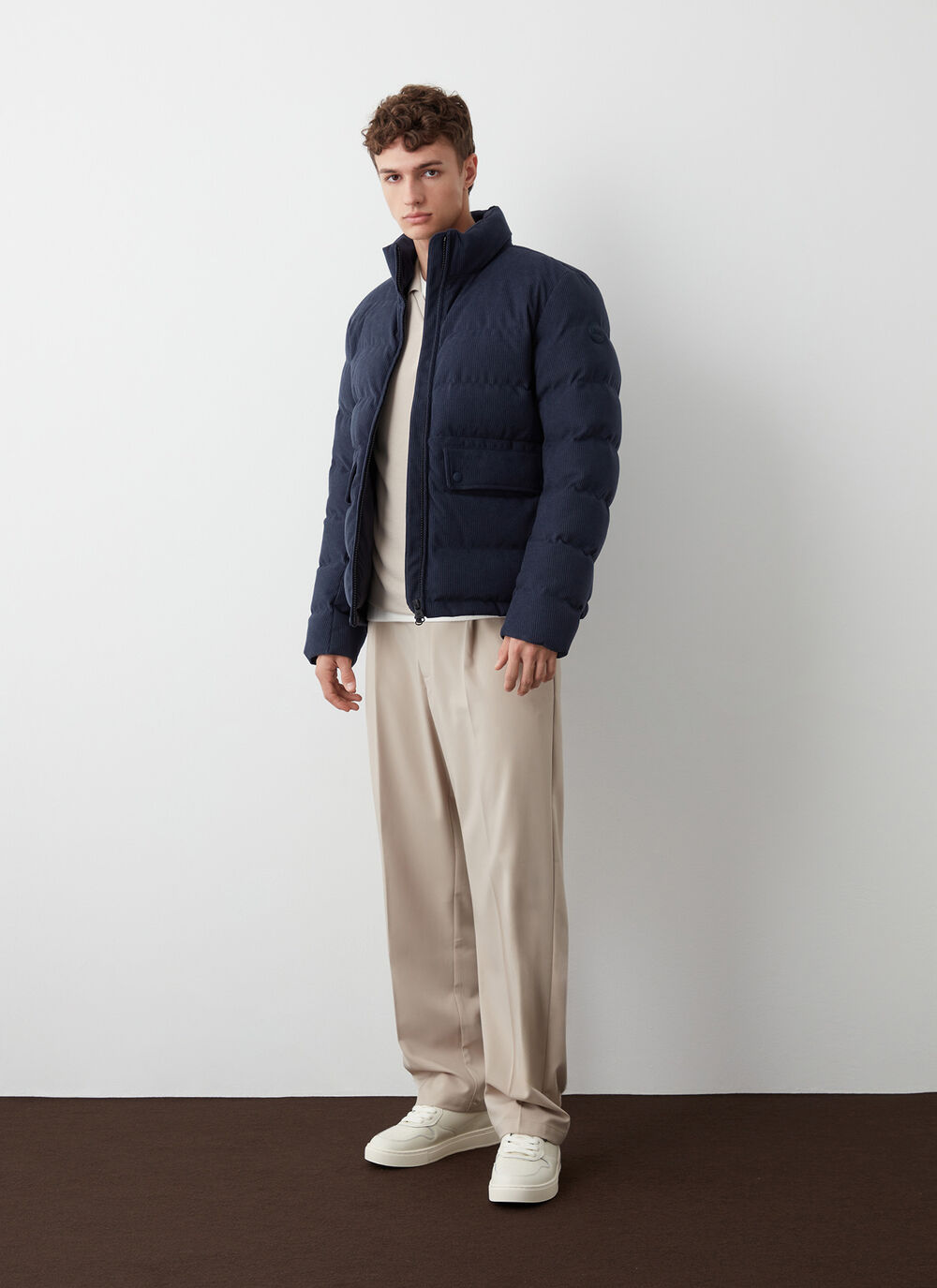 Waterproof corduroy down jacket image number 1